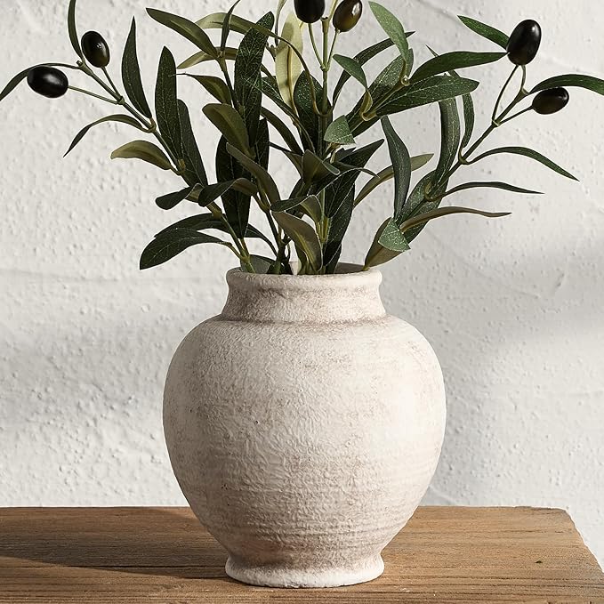 Ceramic Rustic Vase, Small Flower Farmhouse Vase Decorative Vase Short Pottery by ooit