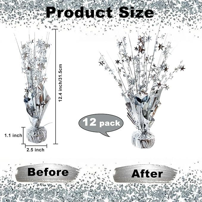 12 Pcs Metallic Foil Spray Centerpiece Party Star Table Decoration Brust - Image 5