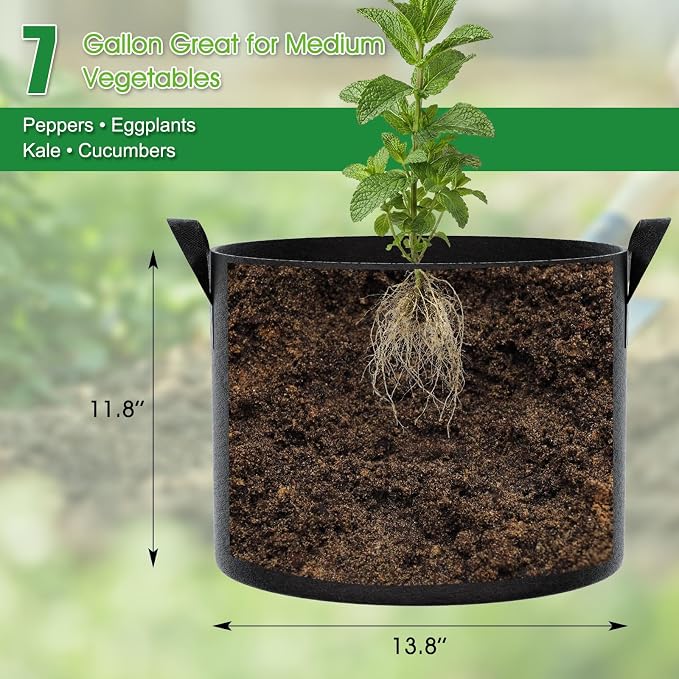 7 Gallon Grow Bags 4 Pack – 300G Thickened Fabric Plant Pots - Image 2
