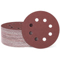 HARFINGTON 50 Pcs 5 Inch Sanding Discs 100 Grit Red Aluminum Oxide 8 Hole | by HARFINGTON