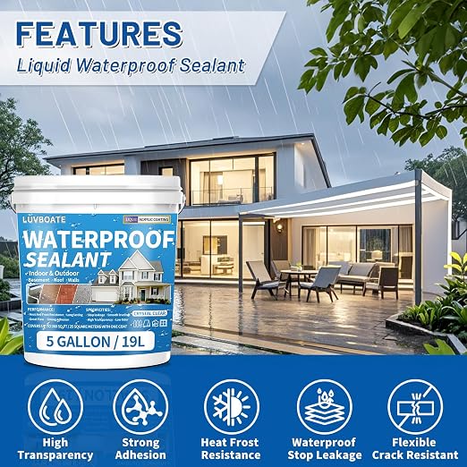 Liquid Waterproof Sealant 5 Gallon Clear, Transparent Waterproof Coating | - Image 3
