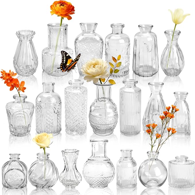 Der Rose 20pcs Glass Bud Vases, eye-catching light reflection, thick sturdy by DerRose