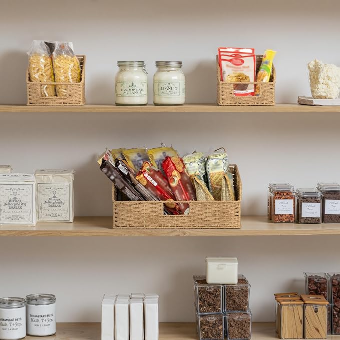 StorageWorks Paper Rope Shelf Baskets, Pantry Storage Baskets, Wicker Baskets - Image 5