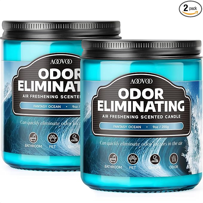 AOOVOO Ocean 2 Pack Odor Eliminating Candle - 18 oz Soy Candles by AOOVOO