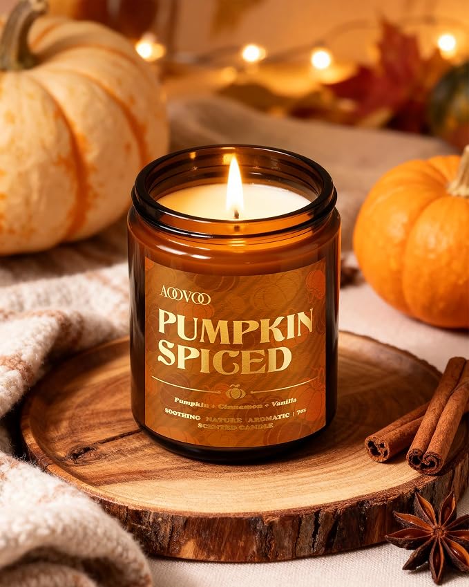 AOOVOO 4 Pack Fall Candles Set - 28 oz Autumn Candle Gift - Image 5