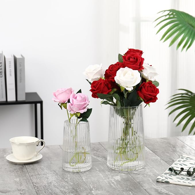 Ribbed Flower Vases Set of 2, Flower Vase - Image 4