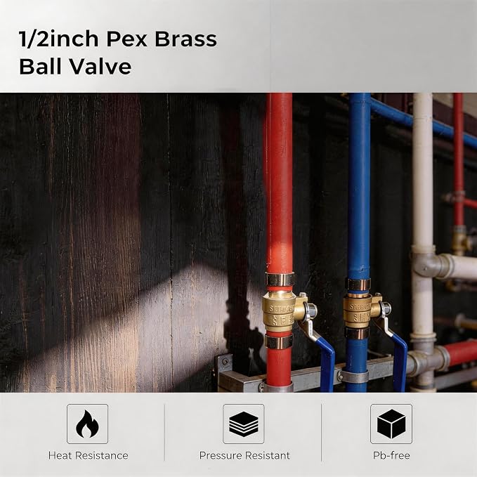 ‌VANCOCO 1/2" PEX Ball Valve 10-Pack - Image 2