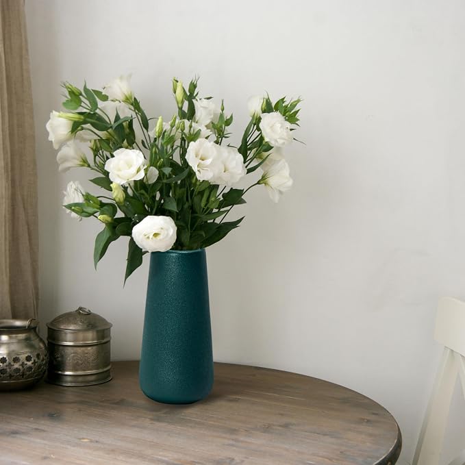 D'vine Dev 8 Inch Ceramic Flower Vase Textured Finishing, Minimalist Design - Image 3