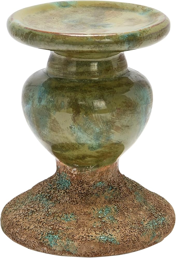 Creative Co-Op 2-Tone Sculptural Terracotta Pillar Candle Holder, Distressed by Unknown
