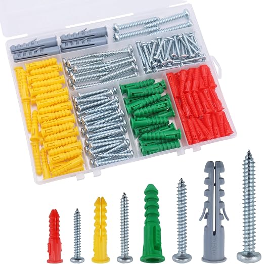JEGONFRI 208PCS Drywall Anchors & Screws Kit, 4 Sizes, Wall Anchors | Versatile by JEGONFRI