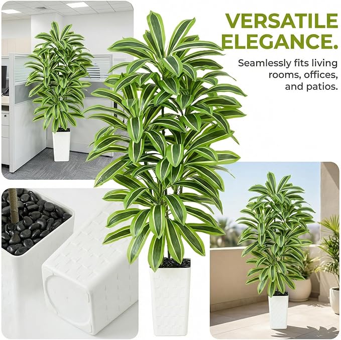 Artificial Yellow Dracaena Tree Indoor, 5FT Tall Fake Floor Plants - Image 2