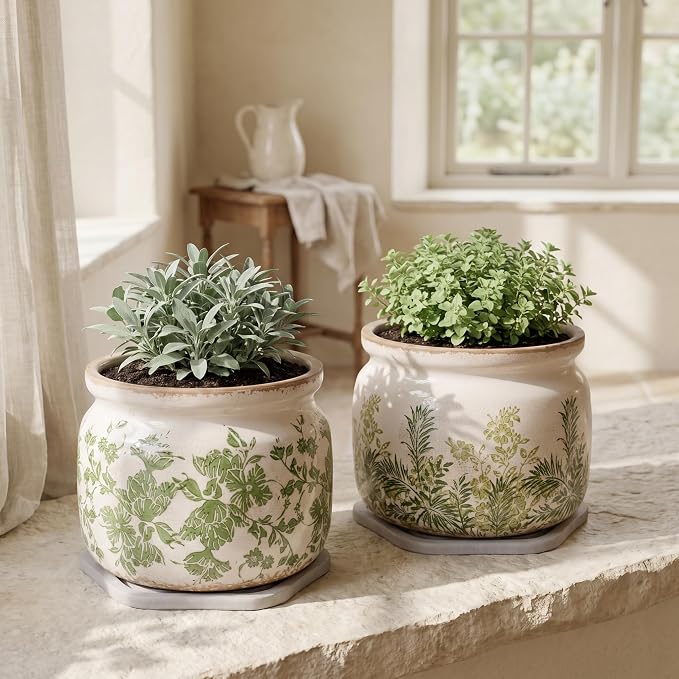 Cottage Ceramic Flower Pots - Image 2