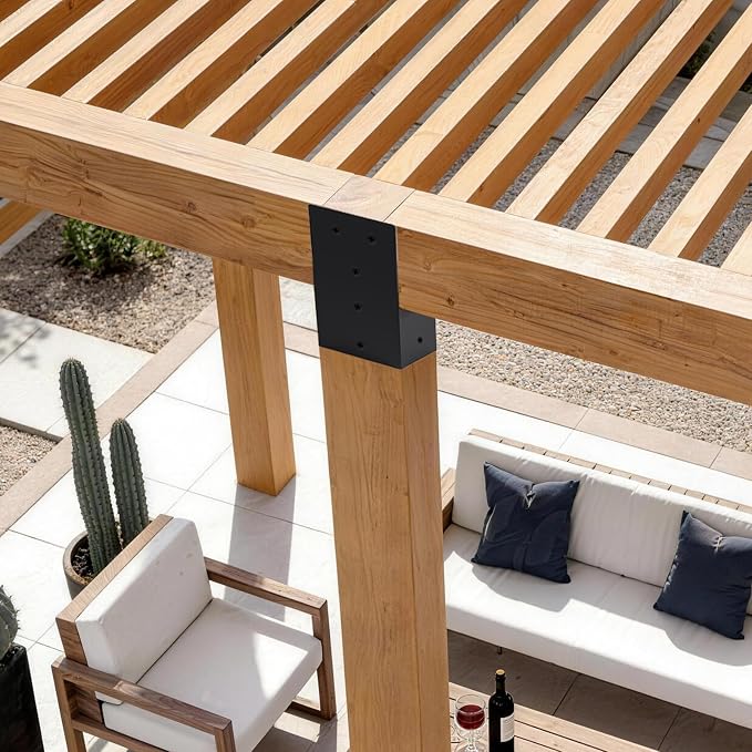 8 Pcs 4”x 4”Pergola Brackets, Post Top Rafter Brackets Wall Mount Support - Image 5