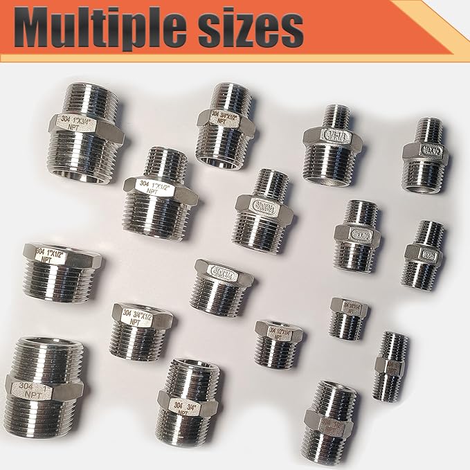 1/2" NPT Male to 1/4" NPT Female Reducer Bushing, 304 Stainless Steel Pipe Hex - Image 8