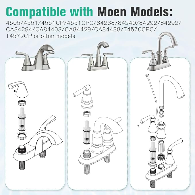 2 Pcs Faucet Cartridge Replacement Kit Compatible - Image 4