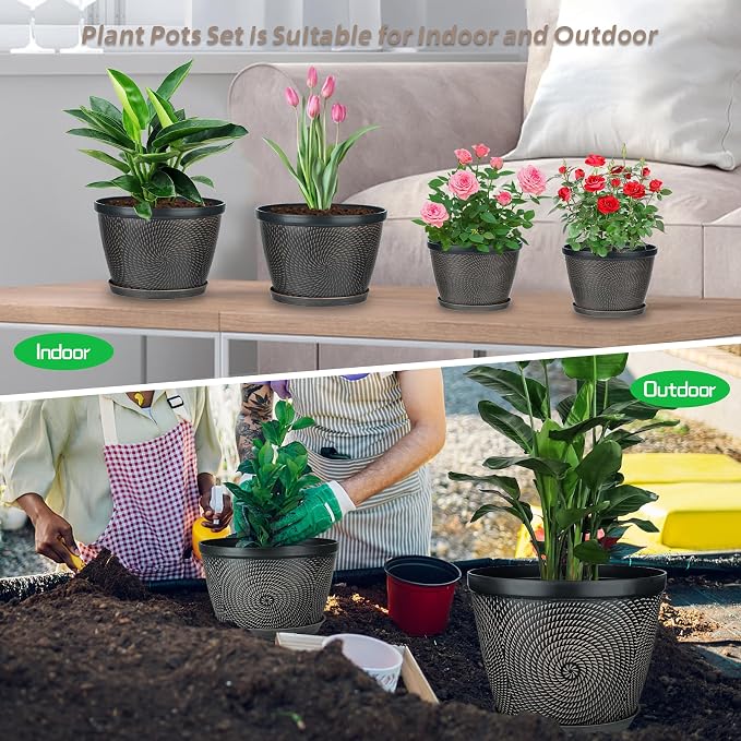 Quarut 15 Inch 4 Pack Large Pots, - Image 6