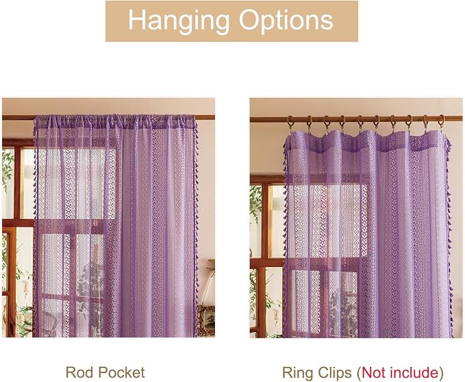 Sutuo Home Lavendar Boho Curtains 84 inches Long - Image 5