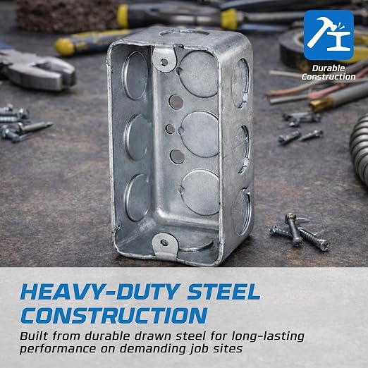 4 Pack - 4x2” Rectangle Steel Electrical Box| 2-1/8" Deep Box - Image 3
