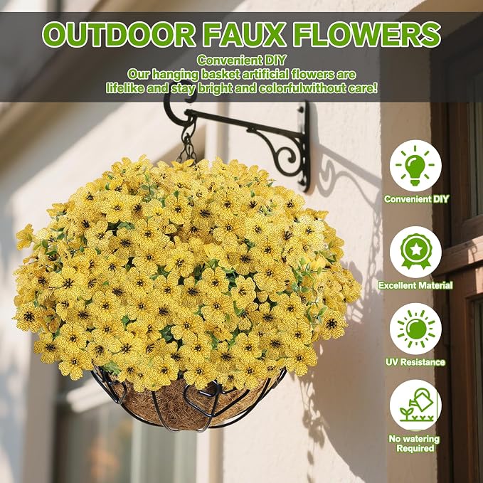 13 Bundles Artificial Flowers for Outdoors Summer Decoration | Silk Realistic - Image 2