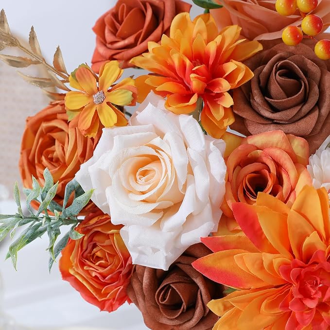 Artificial Flowers Fake Rose Flowers Dahlia - Image 2