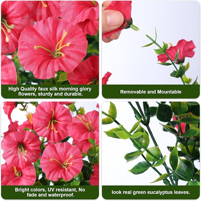 Artificial Flowers for Outdoors Fake Plants Outside Decoration, 12 Bundles Silk - Image 5