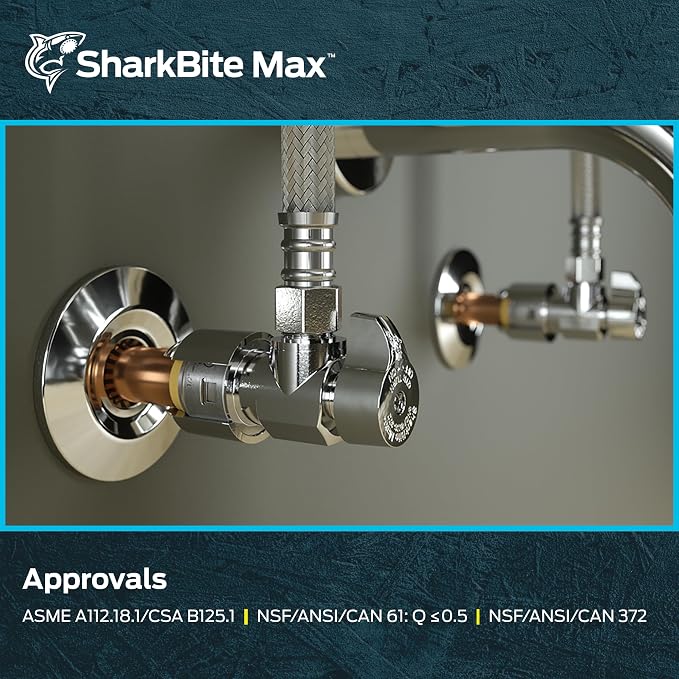 SharkBite Max 1/2 x 3/8 Inch Compression Angle Stop Valve, Quarter Turn - Image 6