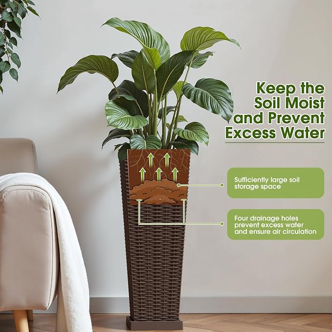 Devoko Resin 23.6'' Tall Planters - Image 3