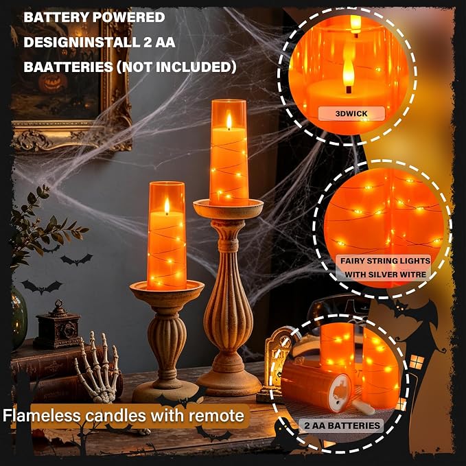 Nimiko Flickering Flameless LED Candles, Battery Operated Candles 9 Pcs - Image 3