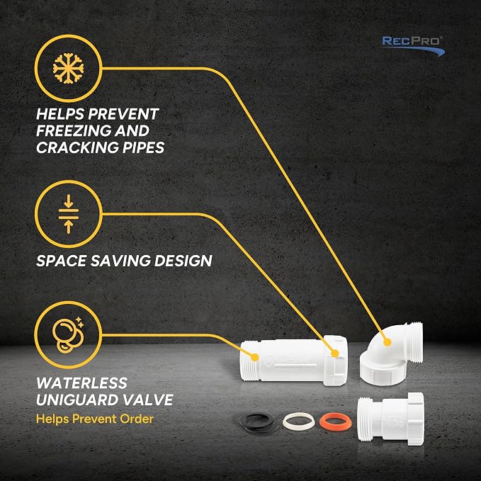 RecPro RV Waterless P-Trap Drain Valve Kit UniGuard - Image 2