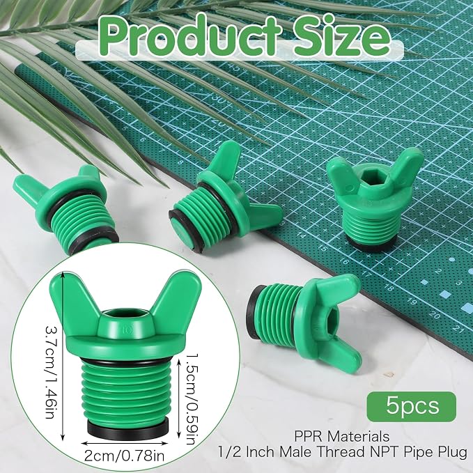5 Pcs 1/2” NPT Pipe Fitting End Caps Connector Plug - Image 2