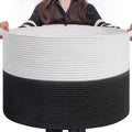 INDRESSME XXXLarge Woven Rope Blanket Basket Living Room White Black, 90L | by INDRESSME