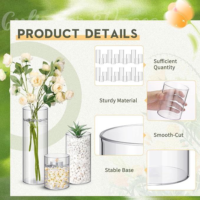 Nuogo Plastic Cylinder Vases Tall Plastic Flower Vases - Image 3