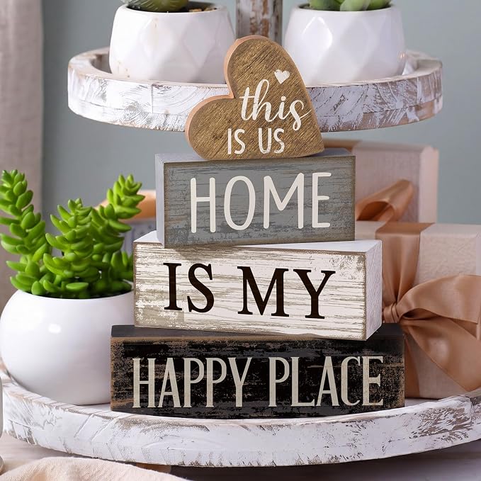 Conelist 4 Pcs Farmhouse Table Decoration Home Sweet Decor, Vivid Heart | This - Image 6