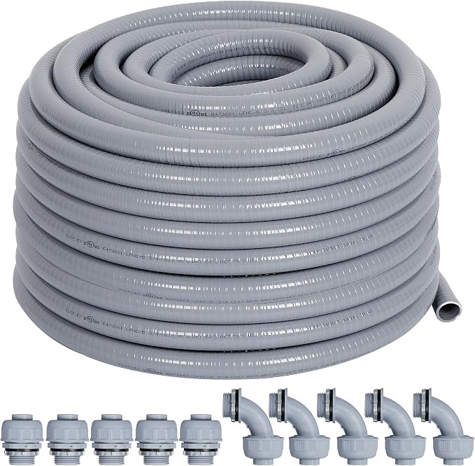 Liquid-Tight Conduit Kit 1/2 50ft w/UL Certification | Flexible Electrical by Neorexon