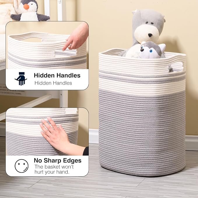 ICERZCZ 78L Laundry Hamper, Woven Rope Tall Laundry Basket - Image 5