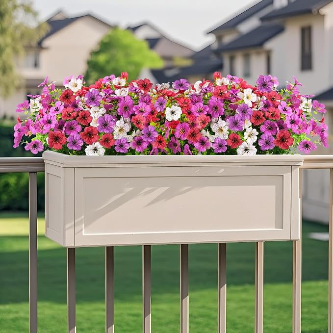 INQCMY Artificial Flowers for Outdoor Faux Plants Fake Flowers Spring Decor | - Image 4