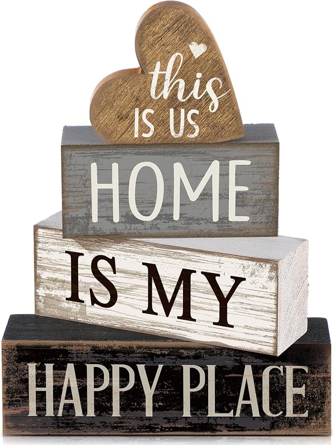Conelist 4 Pcs Farmhouse Table Decoration Home Sweet Decor, Vivid Heart | This by Conelist