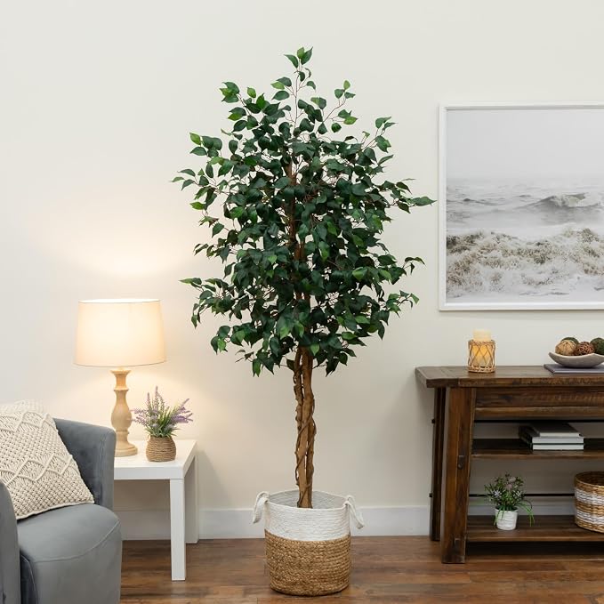 Nearly Natural 6 ft. Triple Trunk Ficus Artificial Tree - Image 6
