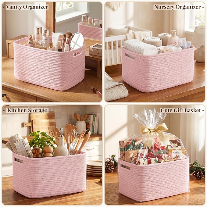 OIASKET 4Packs Natural Cotton Rope Storage Baskets - Image 8