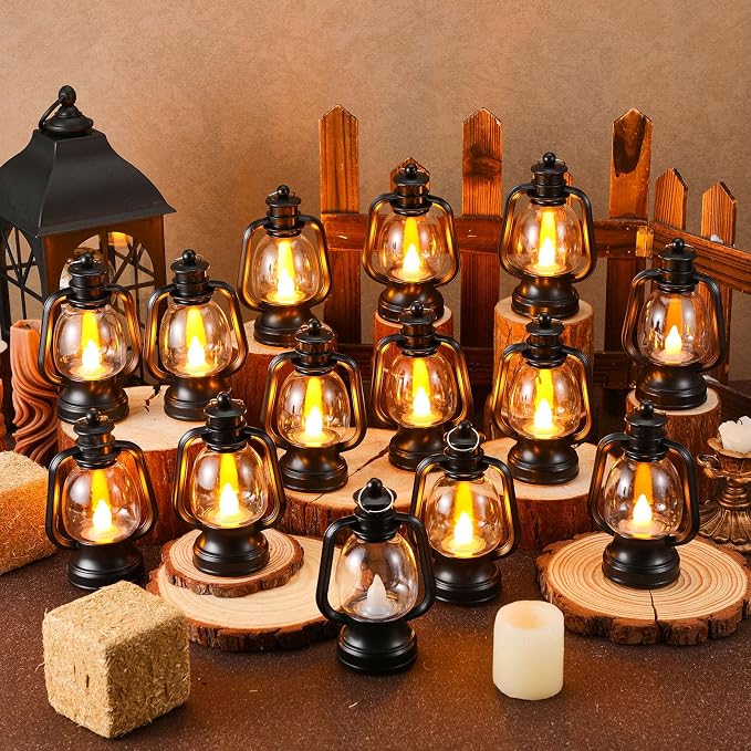 Ferraycle 24 Pcs Mini Lanterns 6 Inch Black Lamp Table Decor | Western Cowboy - Image 2