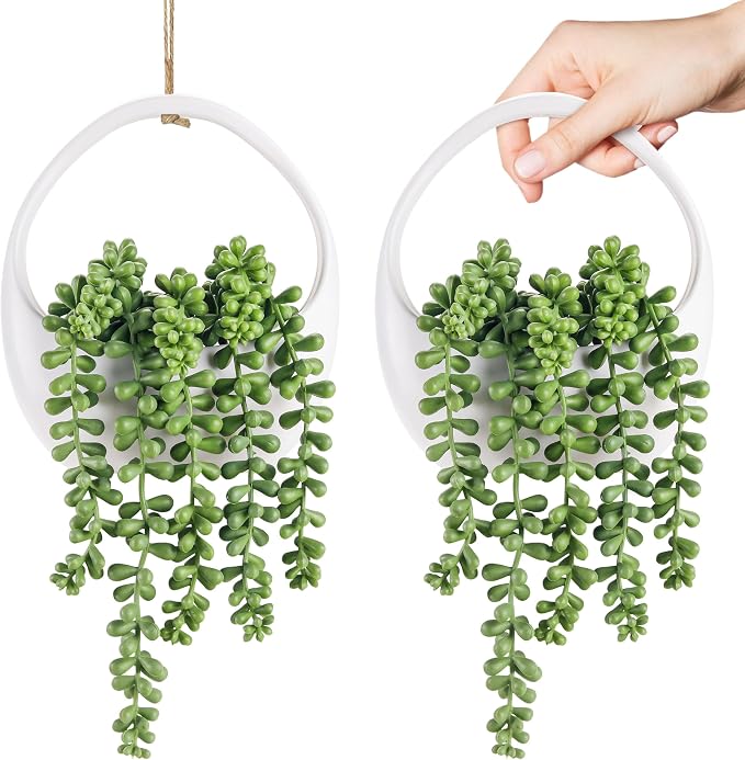 Der Rose 2 Pack Artificial Hanging Plants in White Pots by DerRose
