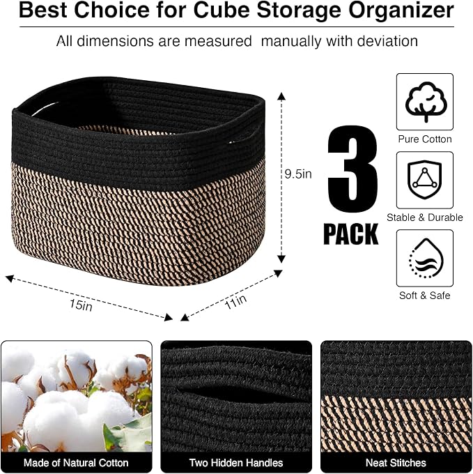 ICERZCZ Storage Baskets for Organizing Shelves, Toy Basket for Kid's Room - Image 3