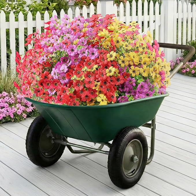 Artificial Flowers Fake Plants for Outdoors Summer Decoration | 13 Bundles Silk - Image 3