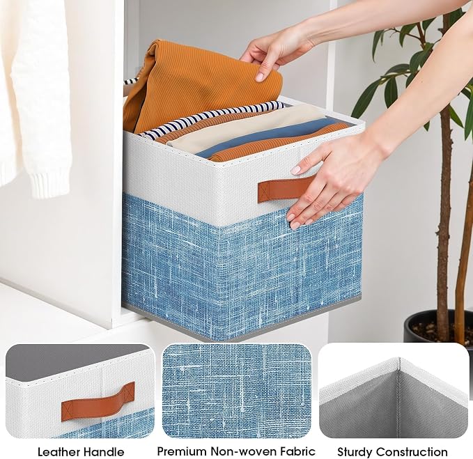 Collapsible Storage Baskets for Shelves, 4 Pack Foldable Fabric Storage Bins - Image 3