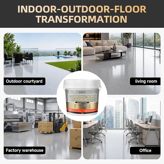 Epoxy Colored Sand Floor Paint–176 Fl Oz, Self-Leveling Epoxy High Gloss Coating - Image 6