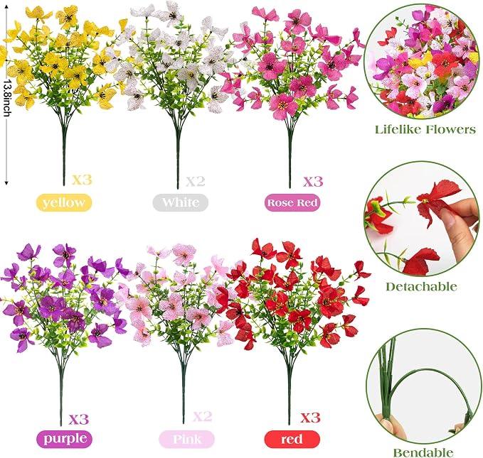 16 Pcs Multicolor Artificial Flowers - Image 2