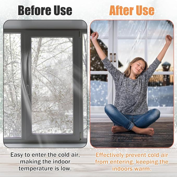 62×236in Window Insulation Kit for Winter- Thicken Indoor 5-Window Plastic for - Image 8