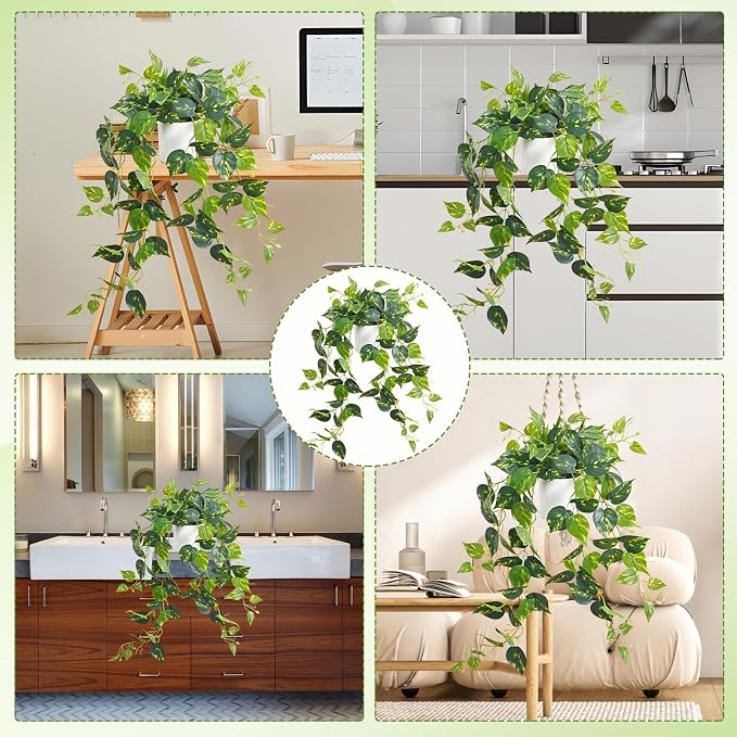 Fake Plants, Artificial Plants Indoor, Realistic Durable, Fake Pothos - Image 8