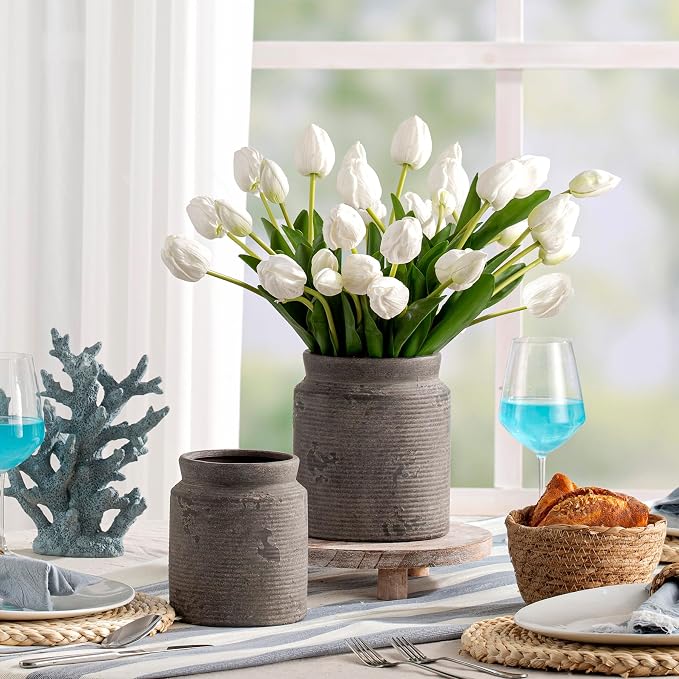 Ceramic Flower Vase 6.5 inch Farmhouse Rustic Vase - Image 7