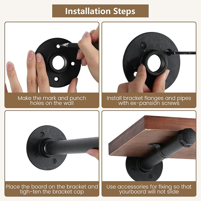 Industrial Pipe Shelf Brackets 12-Pack 14 Inch - Image 5